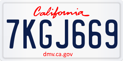 CA license plate 7KGJ669