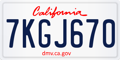 CA license plate 7KGJ670
