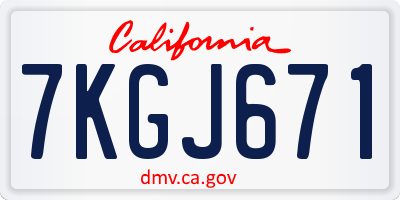 CA license plate 7KGJ671