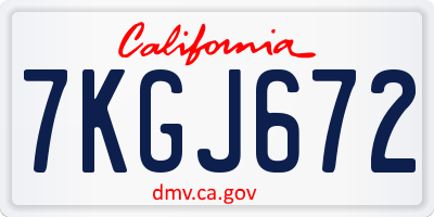 CA license plate 7KGJ672