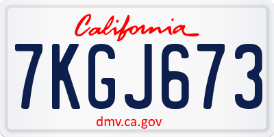 CA license plate 7KGJ673