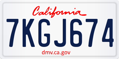 CA license plate 7KGJ674