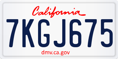 CA license plate 7KGJ675