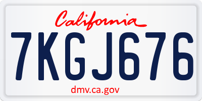 CA license plate 7KGJ676