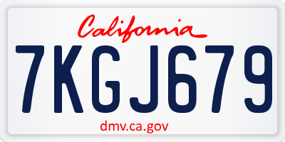 CA license plate 7KGJ679