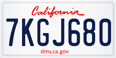 CA license plate 7KGJ680