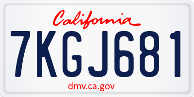 CA license plate 7KGJ681