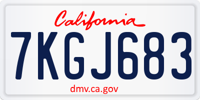 CA license plate 7KGJ683