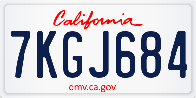 CA license plate 7KGJ684