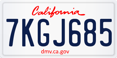 CA license plate 7KGJ685
