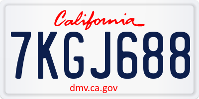 CA license plate 7KGJ688