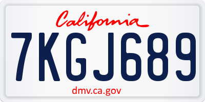 CA license plate 7KGJ689