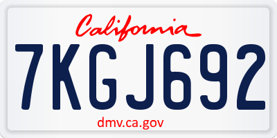 CA license plate 7KGJ692
