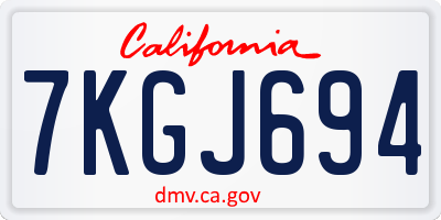 CA license plate 7KGJ694
