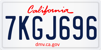 CA license plate 7KGJ696