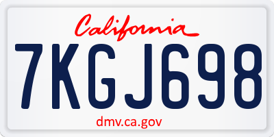 CA license plate 7KGJ698