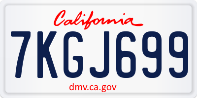 CA license plate 7KGJ699