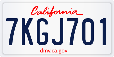 CA license plate 7KGJ701