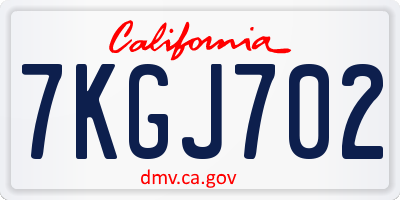 CA license plate 7KGJ702