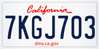 CA license plate 7KGJ703