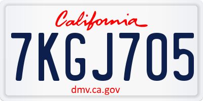 CA license plate 7KGJ705