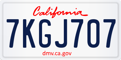 CA license plate 7KGJ707