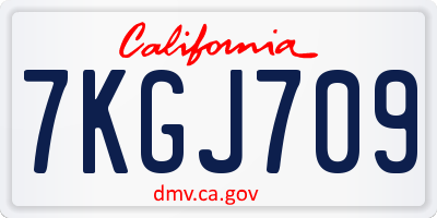 CA license plate 7KGJ709
