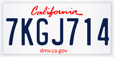 CA license plate 7KGJ714