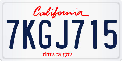 CA license plate 7KGJ715