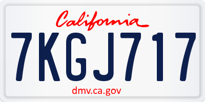 CA license plate 7KGJ717