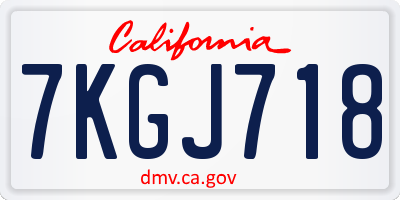 CA license plate 7KGJ718