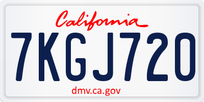 CA license plate 7KGJ720