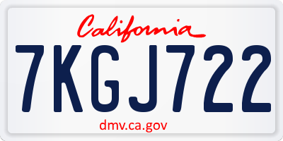 CA license plate 7KGJ722