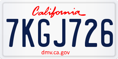 CA license plate 7KGJ726