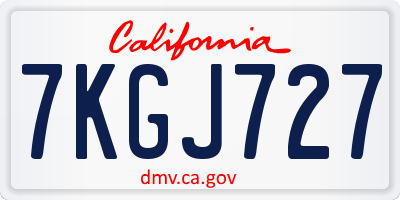 CA license plate 7KGJ727