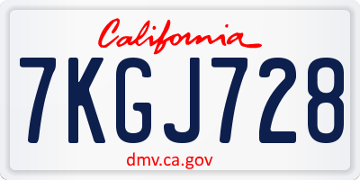 CA license plate 7KGJ728