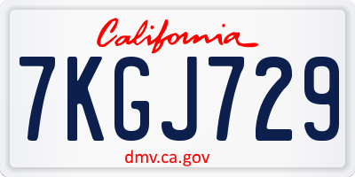 CA license plate 7KGJ729