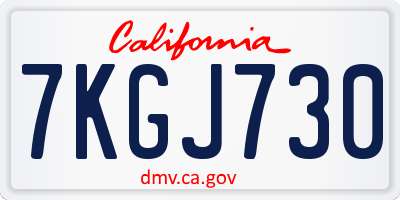 CA license plate 7KGJ730