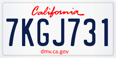 CA license plate 7KGJ731
