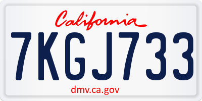 CA license plate 7KGJ733