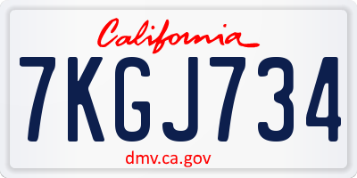 CA license plate 7KGJ734