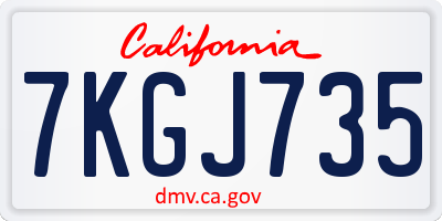 CA license plate 7KGJ735