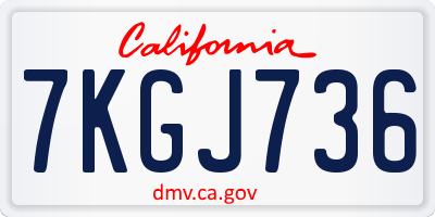 CA license plate 7KGJ736