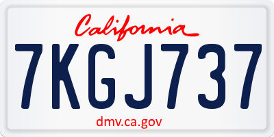 CA license plate 7KGJ737
