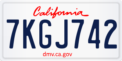 CA license plate 7KGJ742
