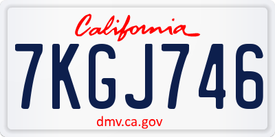 CA license plate 7KGJ746