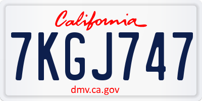CA license plate 7KGJ747