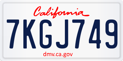 CA license plate 7KGJ749