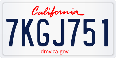 CA license plate 7KGJ751