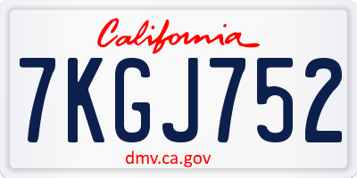 CA license plate 7KGJ752